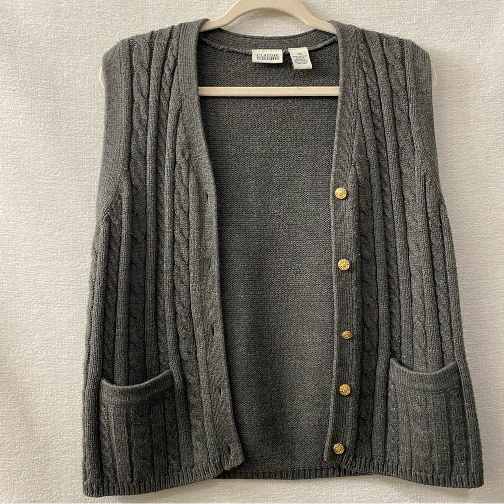 Classic Elements Charcoal Cable Knit Cardigan - image 1